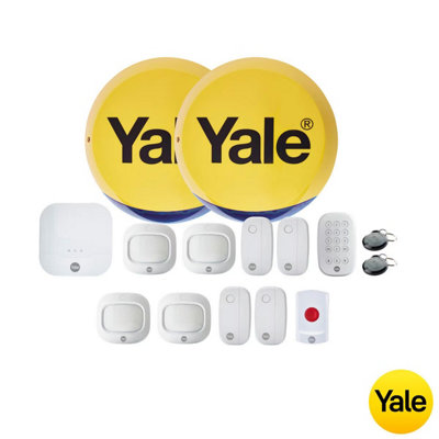 Yale IA-330 15pc Sync Smart Home Alarm Kit with 4 Motion Sensors, 4 Window/Door Sensors, 200m Range, Panic Button, Smart Hub