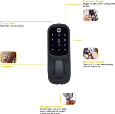 Yale Keyless Smart Door Lock Key-Free Entry via PIN Code, Key Card, or Smartphone, Enhanced Security