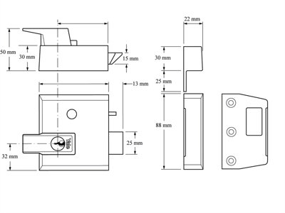 Yale Locks 630001205402 P1 Double Security Nightlatch 60mm Backset DMG Dark Grey Finish Visi YALP1DMGPB