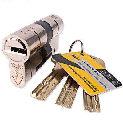 Yale Nickel High Security 35/50 1 Star Double Cylinder 3 Keys 85mm