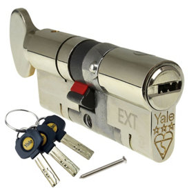 Yale Platinum 3-Star Euro Cylinder uPVC Door Lock - 35/55 (90mm), Nickel (incl. 4 Keys)