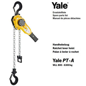 Yale PT Series A Leverhoist 1.6 tonne, 1.5 mtr HOL