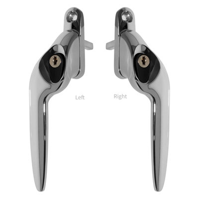 Yale Quartus Cranked Window Handle - Chrome, Right, 40mm