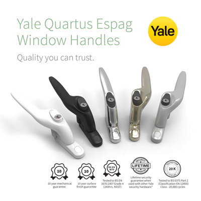 Yale Quartus Inline Window Handle - Chrome, 10mm