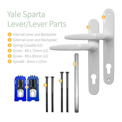 Yale Sparta Lever/Lever Door Handle - Short, Satin Silver