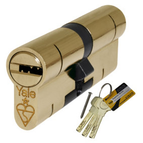 Yale Superior Anti-Snap Euro Cylinder - 30/30 (60mm), Polished Brass (with 3 keys)