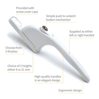Yale Virage Cockspur Window Handle (10 Pack) - Chrome, Right, 9mm