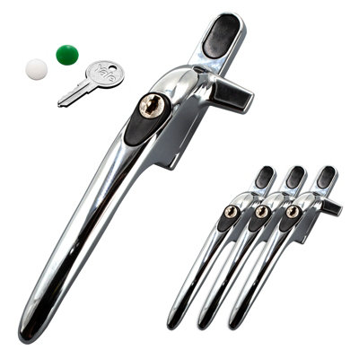 Yale Virage Cockspur Window Handle (3 Pack) - Chrome, Left, 9mm
