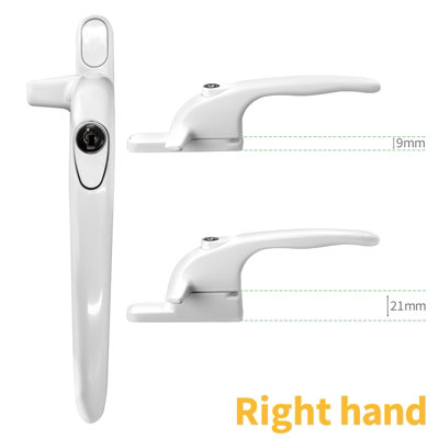Yale Virage Cockspur Window Handle - White, Right, 9mm