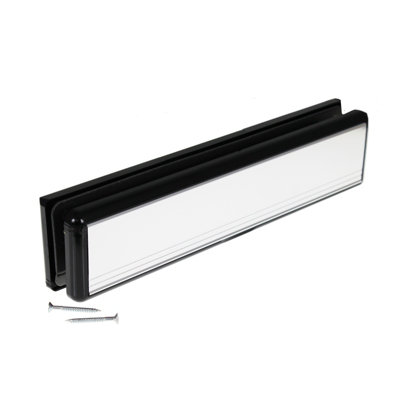 Yale Yaleseal 12" Letterplate - 20-40mm, Polished Silver/Black