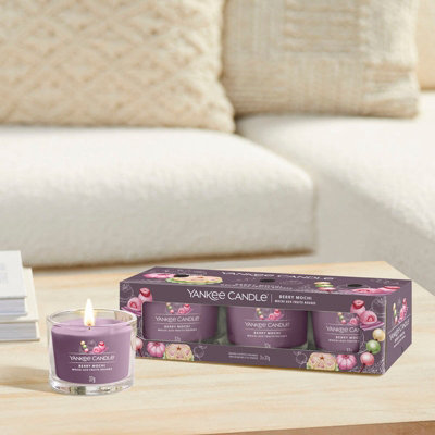 Yankee Candle 3 Pack Filled Votives - Berrry Mochi - 5
