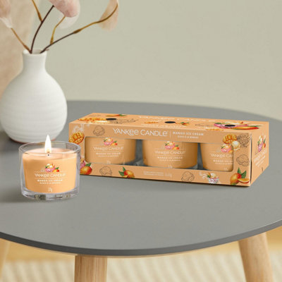 Yankee Candle 3 Pack Filled Votives - Mango Ice Cream - 4