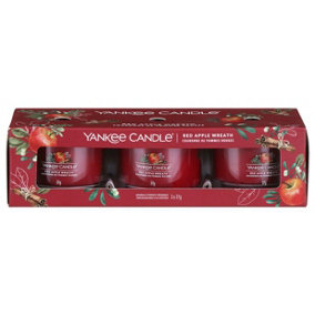 Yankee Candle 3 Pack Filled Votives - Red Apple Wreath