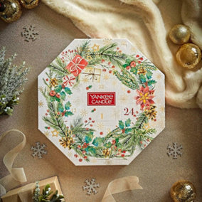 Yankee Candle Advent Calendar Christmas Wreath Tea Light Candles Holder Gift Set