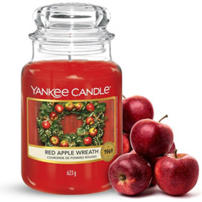 Yankee Candle Scented Candle - Red Apple Wreath Large Jar Candle - Long Burning Candles: Up to 150 Hours