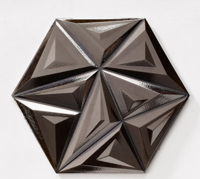 Yara Black Metallic 3D 285mm x 330mm Ceramic Wall Tiles (Pack of 11 w/ Coverage of 0.79m2)