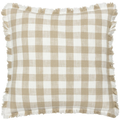 Yard Barton Check Fringed Polyester Filled Cushion