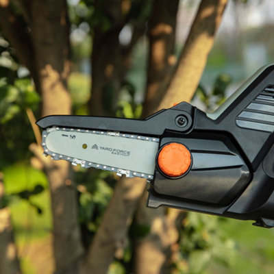 Yard Force 12V Cordless 12cm Mini Chainsaw with Lithium-Ion Battery and Charger - iFlex Range - LS F12
