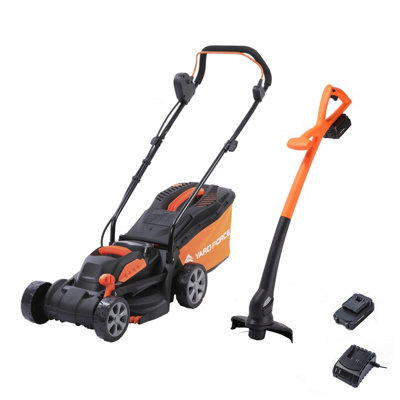 Yard Force 20V 5.0Ah 33cm Cordless Lawnmower and 25cm Grass Trimmer - CR20 Range - LM C33B & LT C25B
