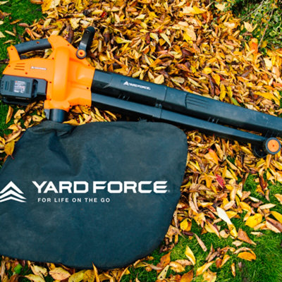 Yard Force 40V Cordless 3-in-1 Blower Vacuum & Mulcher with 230km/h Air Speed - LB C20 - CR20 Range - 5