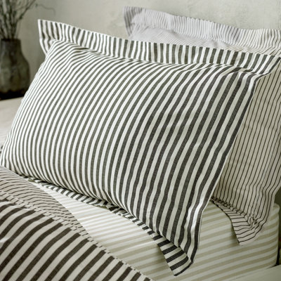 Yard Hebden Mélange Stripe Black Pillowcase Pair