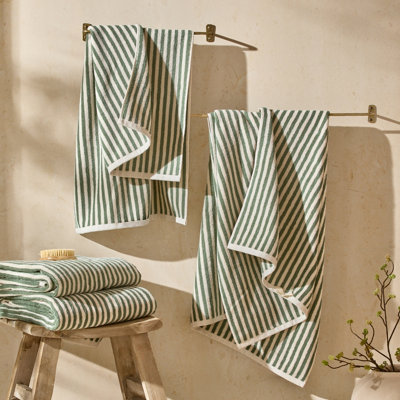 Serviette De Bain En Coton Rayé Hebden - 70x130cm, Douce Et Absorbante, Style Naturel Décontracté - 6