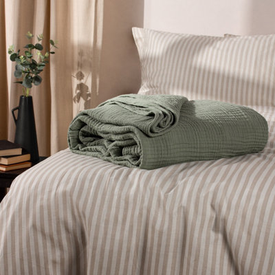 YARD LARK CRINKLE COTTON FRINGED THROW