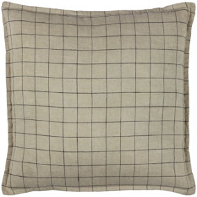 Yard Linen Grid Check 100% Linen Feather Filled Cushion