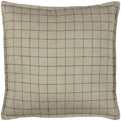 Yard Linen Grid Check 100% Linen Polyester Filled Cushion