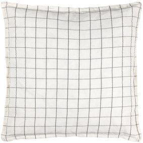 Yard Linen Grid Check 100% Linen Polyester Filled Cushion