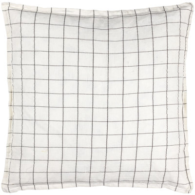 Yard Linen Grid Check Feather Rich Cushion