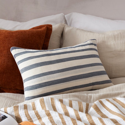 Yard Woven Stripe Cotton Feather Rich Cushion