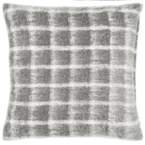 Yard Yarrow Check Faux Mohair Check Feather Filled Cushion