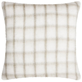 Yard Yarrow Check Faux Mohair Check Feather Filled Cushion
