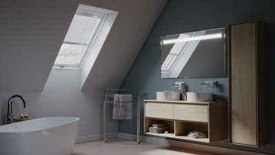 YARDLITE Roof Window Grey / White UPVC Pivot Loft Skylight Unvented + Flashing  - C2A - 55cm x 78cm, TFX Tile Flashing