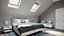 YARDLITE Roof Window Grey / White Wood Centre Pivot Loft Skylight + Flashing - C2A - 55cm (W) x 78cm (H), LSX Slate Flashing