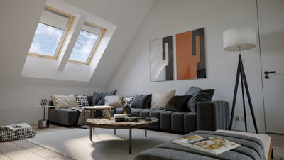 YARDLITE Roof Window Grey / White Wood Centre Pivot Loft Skylight + Flashing - M6A - 78cm (W) x 118cm (H), KFP Plain Tile Flashing