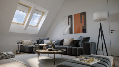 YARDLITE Roof Window Grey / White Wood Centre Pivot Loft Skylight + Flashing - M8A - 78cm (W) x 140cm (H), LSX Slate Flashing