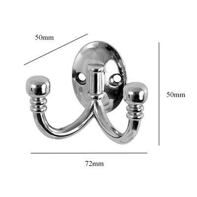 Yasirona 2 x Double Coat Hooks Polished Chrome - 4
