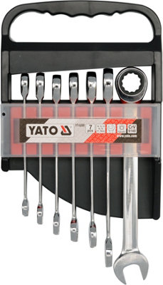 Yato professional combination ratchet spanners set 7pcs 10-19 mm (YT-0208)