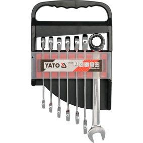 Yato professional combination ratchet spanners set 7pcs 10-19 mm (YT-0208)