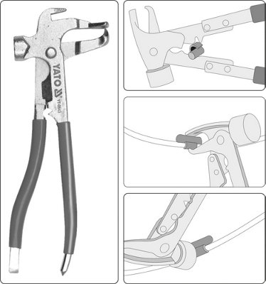 Yato professional wheel weight balance plier & hammer weight removal (YT-0643)