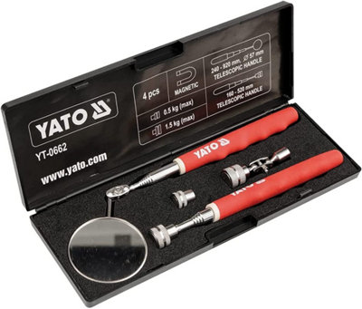 YATO YT-0662, telescopic inspection mirror and pick up tool set 4pcs
