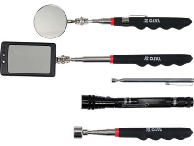 YATO YT-06622 telescopic mirror pick up tool set with torch 5pcs led lighting