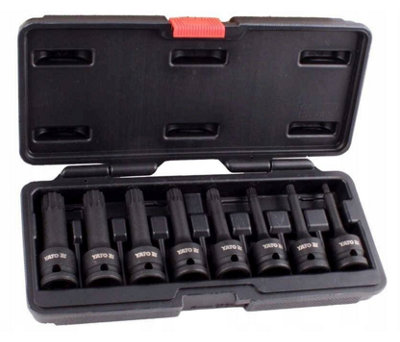 YATO YT-1069, 1/2" impact spline bits sockets set 8pcs sizes M5-M18, CrMo steel