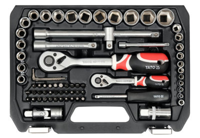 YATO YT-38782 - Socket Set 1/4-inch and 1/2-inch (72 Pieces)