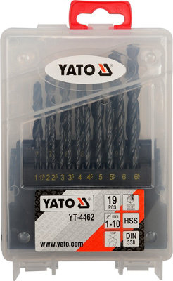 YATO YT-4462, HSS metal drill bits set 1-10mm in handy case 19pcs