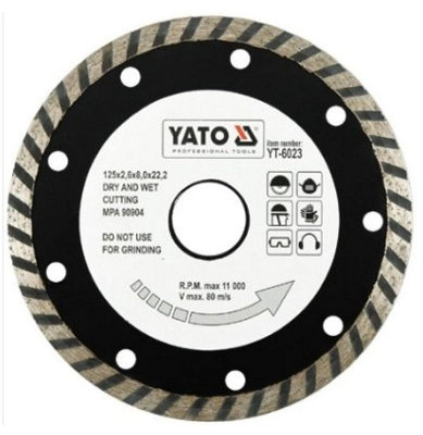 YATO YT-6023, diamond cutting disc 125mm, turbo type for concrete stone ceramic brick