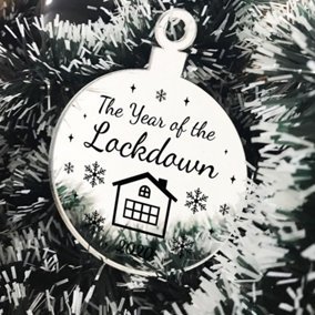 Year Of The Lockdown Gift Engraved Mirror Bauble Christmas Tree Decoration Family Gift