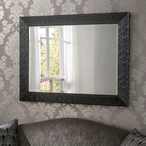 Yearn Black Wave Framed Mirror 104x76cm